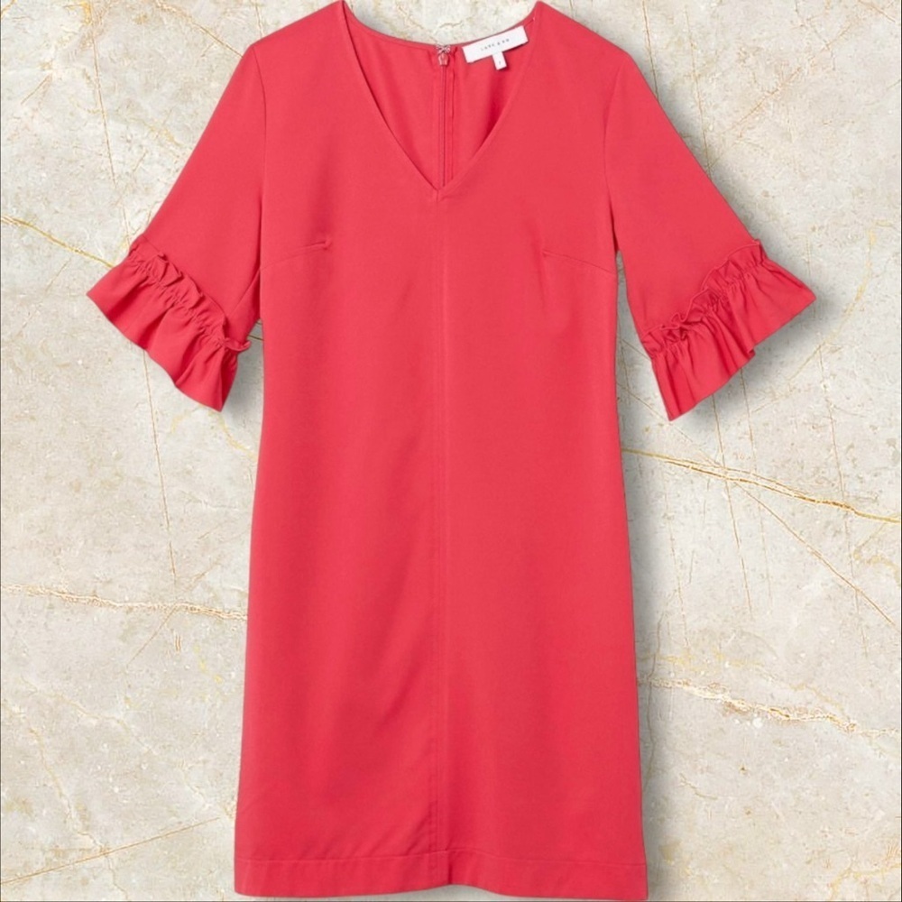 NWT Lark & Ro Women’s ‘Florence Ruffle Half-Sleeve V-Neck Sheath Dress’ in Pink